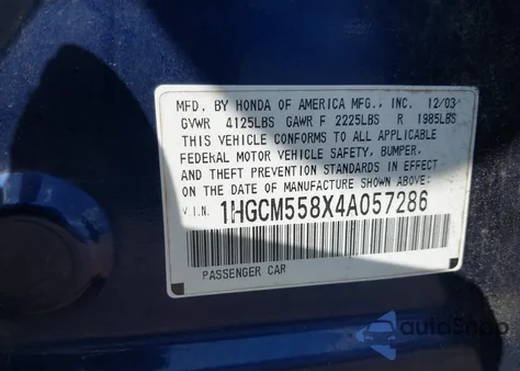 2004 Honda Accord 2.4 Ex z USA, uszkodzony, nr VIN 1HGCM558X4A057286